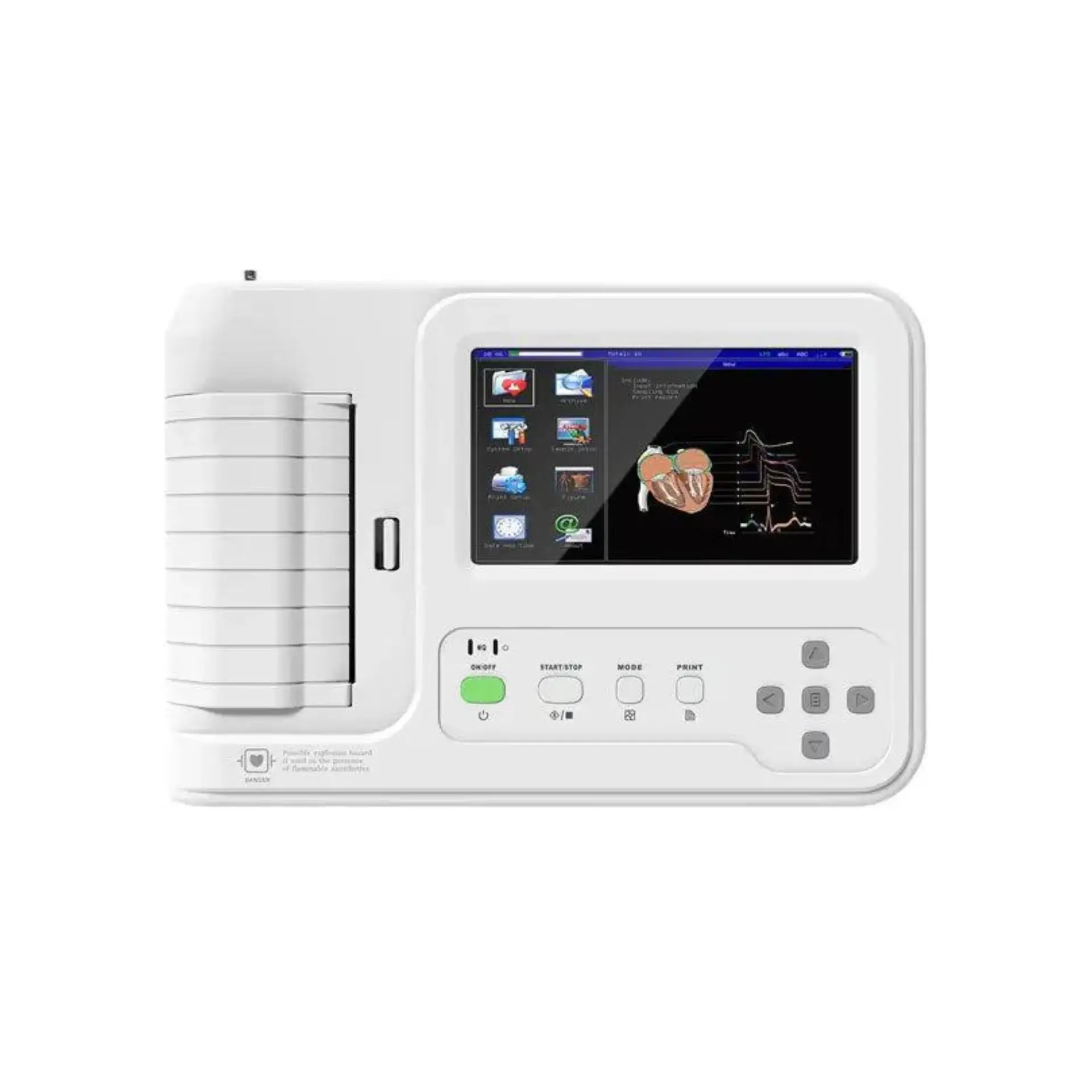 Digital ECG machine for cardiac monitoring and electrocardiograph diagnosis in hospitals and clinics