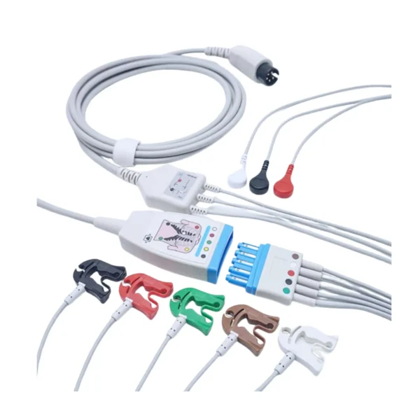 Medical ECG probes and lead wires for cardiac monitoring and ECG machine connectivity