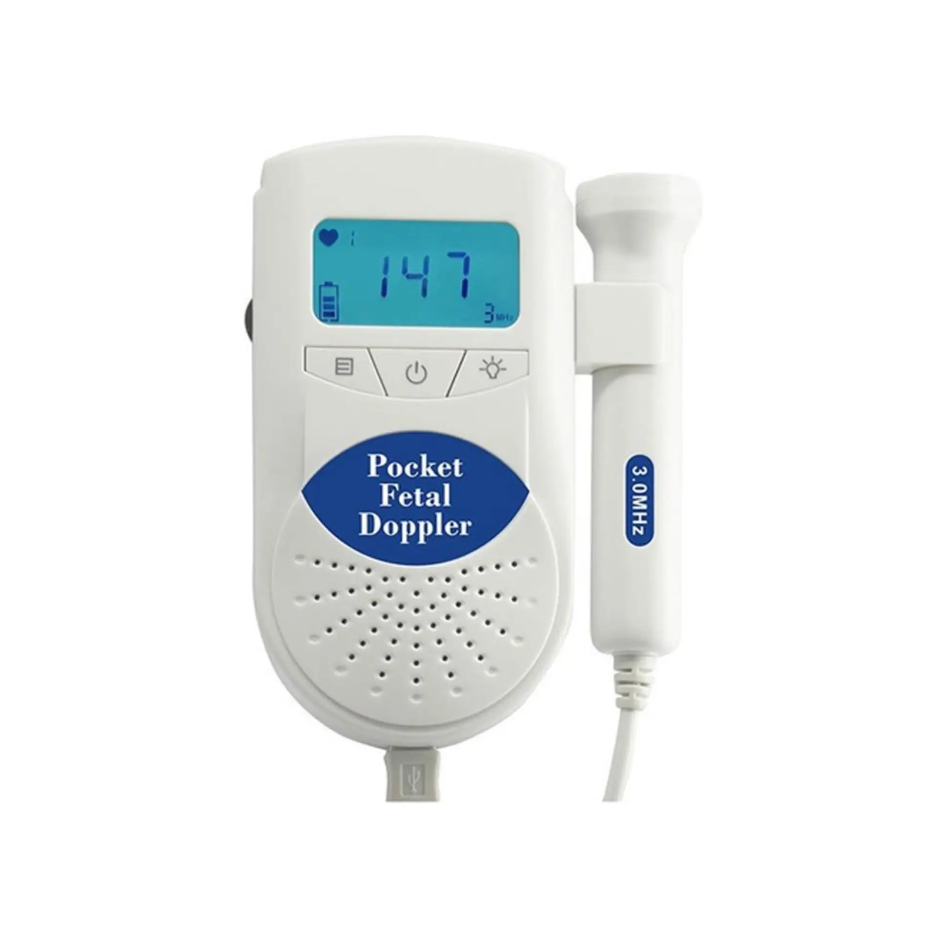 Portable fetal doppler for fetal heartbeat and prenatal monitoring in hospitals and maternity clinics