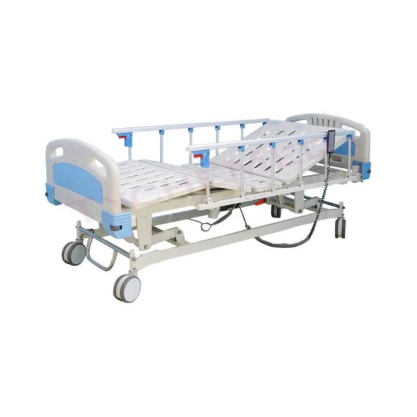 ICU bed 3 function with adjustable patient positioning and side safety rails for critical care