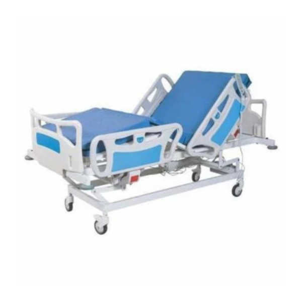 ICU bed 4 function with adjustable patient positioning and safety rails for critical hospital care