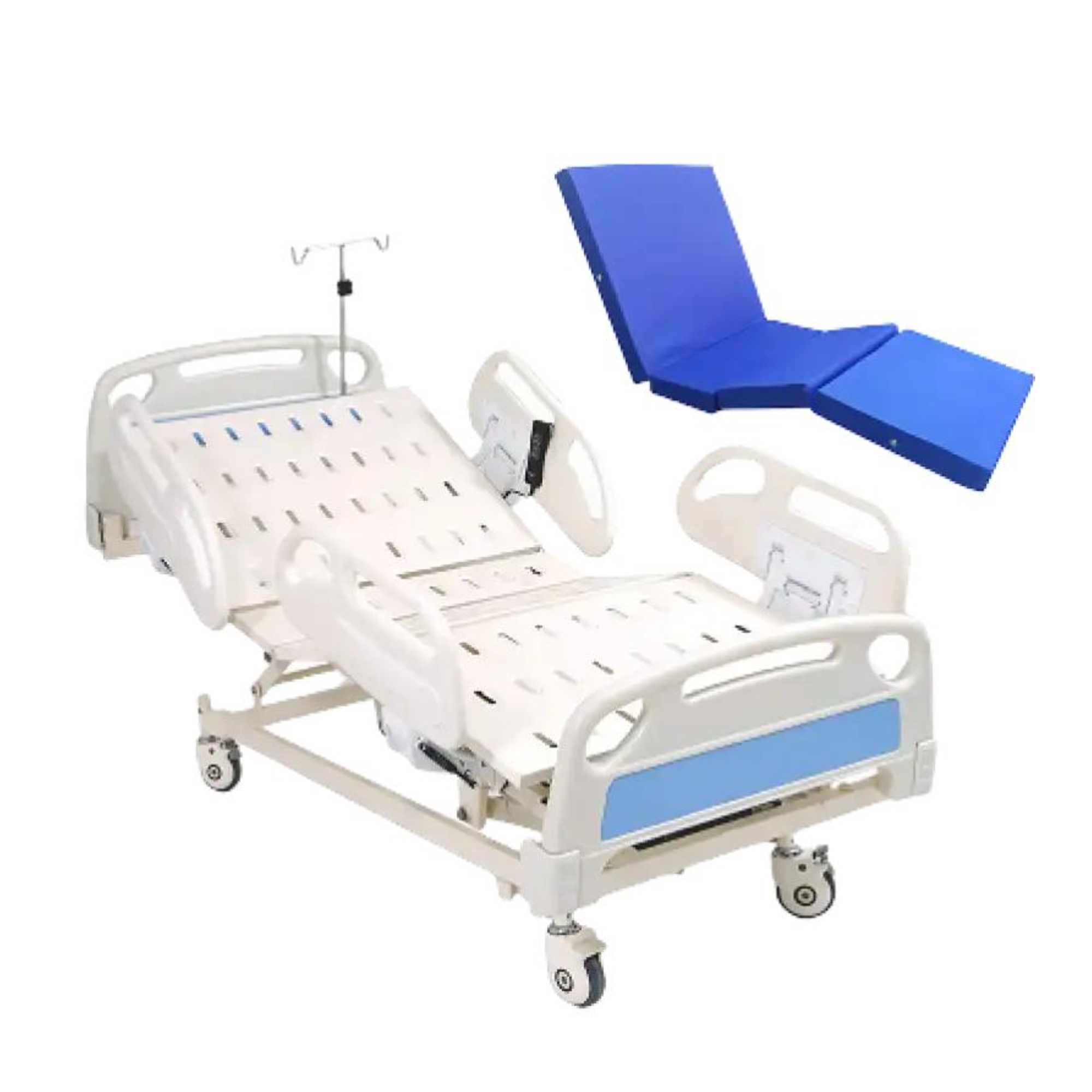 ICU bed 4 function ABS with advanced patient positioning and safety rails for critical care hospitals