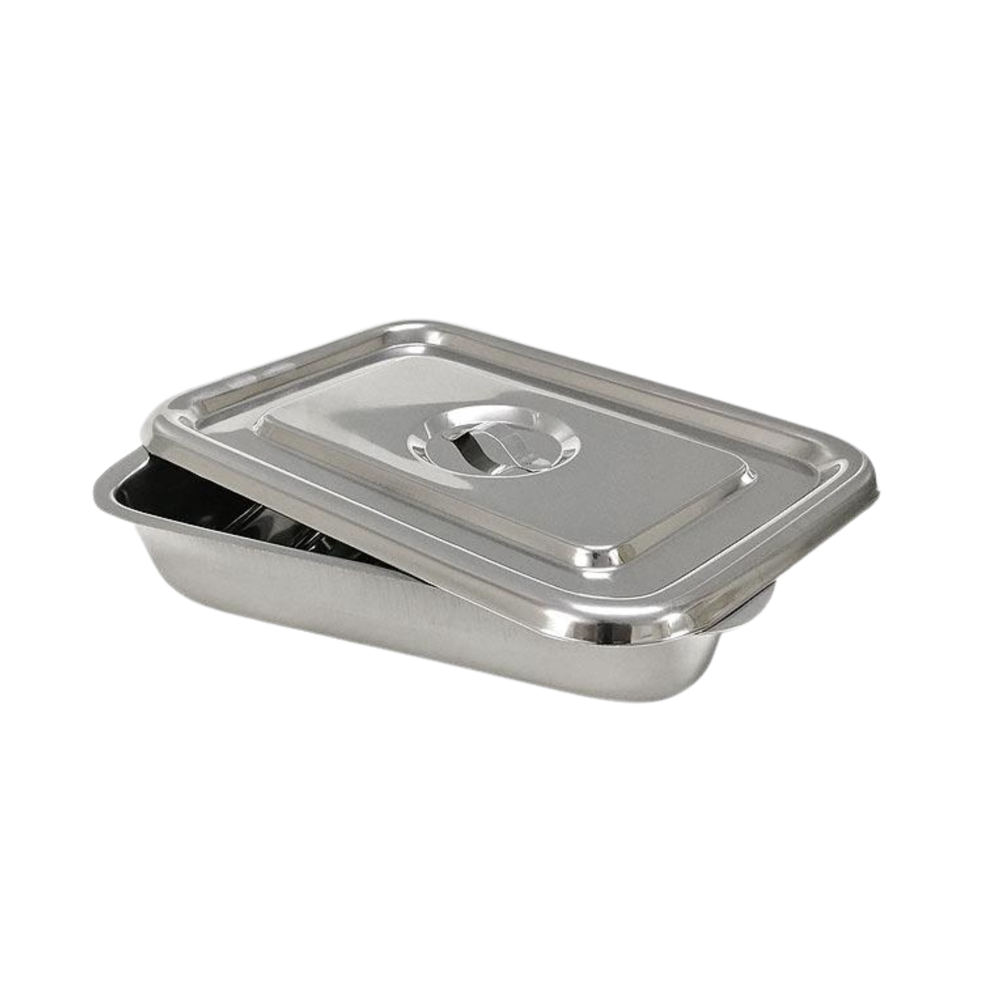 Stainless steel instrument tray for hospital surgical and medical utility applications