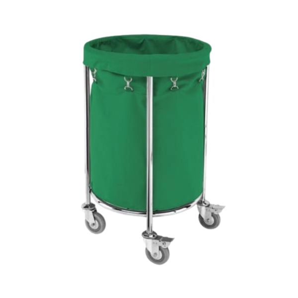 Hospital linen drum trolley for healthcare linen collection and transport management