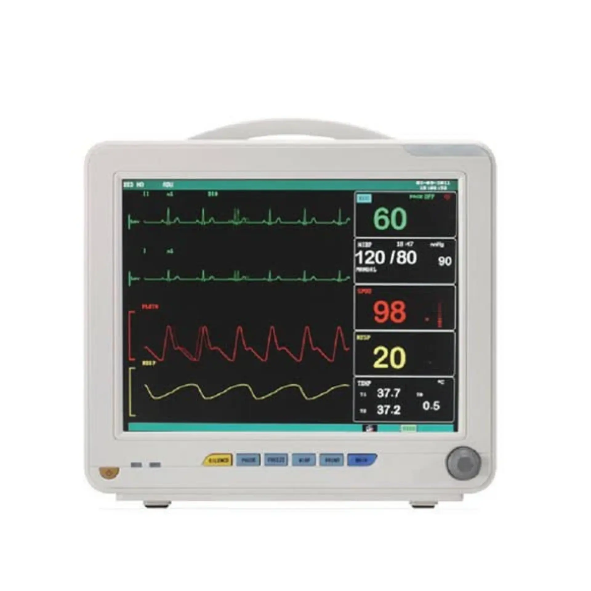 Multipara patient monitor for ICU and hospital vital signs monitoring with ECG SPO2 NIBP display