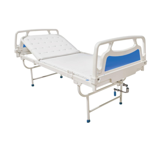 Deluxe semi fowler hospital bed with adjustable backrest and side safety rails for patient care