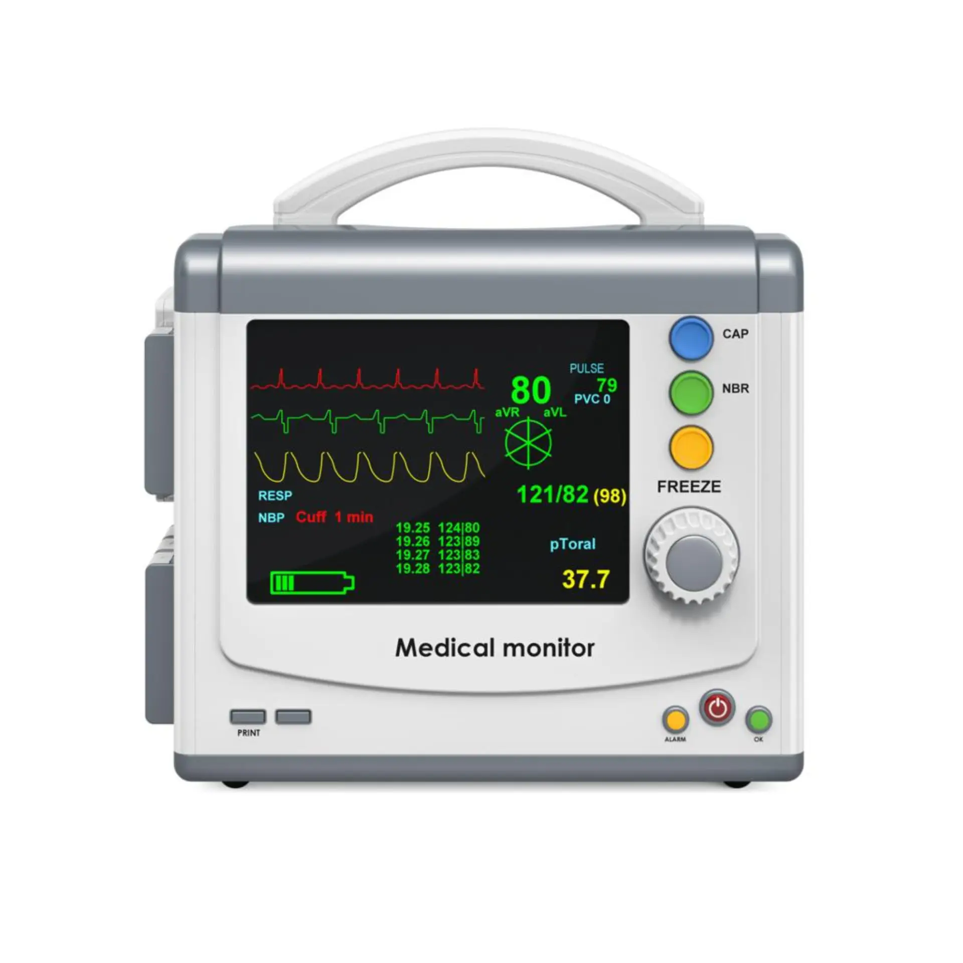 Three para patient monitor for ECG SPO2 and NIBP monitoring in hospitals and clinics